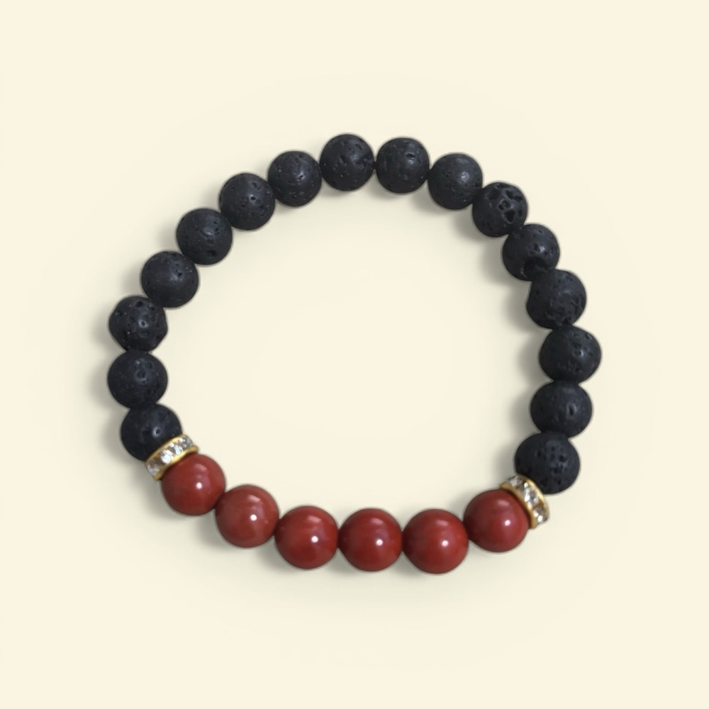 Ember Grace Harmony Bracelet — Lava & Red Jasper